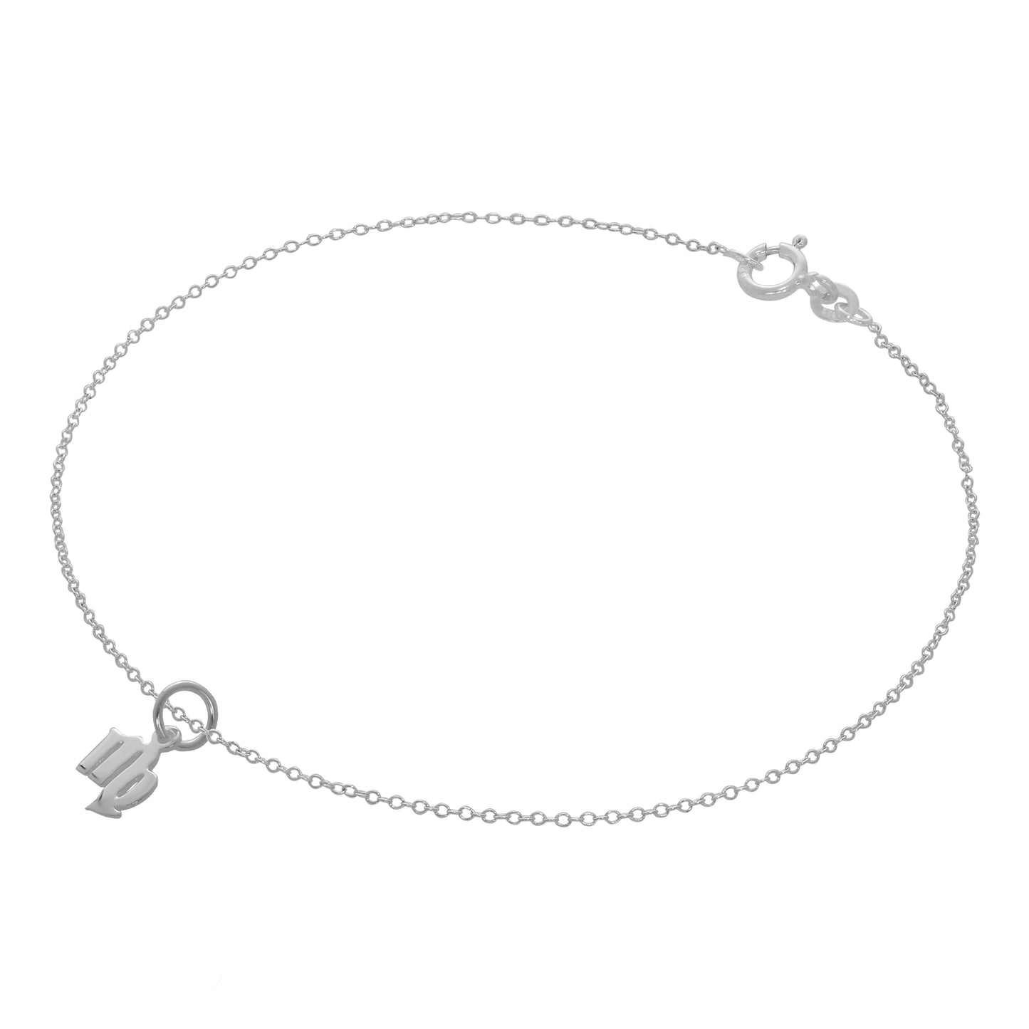 Fine Sterling Silver Belcher Anklet with Zodiac Sign Symbols - 10 Inches