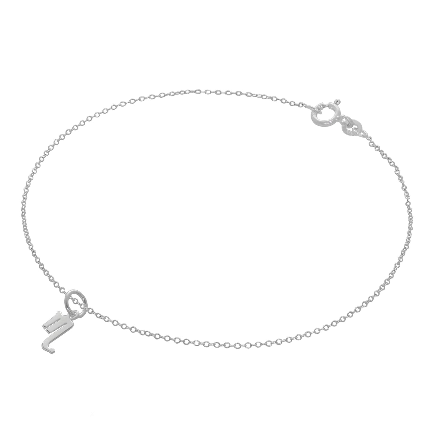 Fine Sterling Silver Belcher Anklet with Zodiac Sign Symbols - 10 Inches