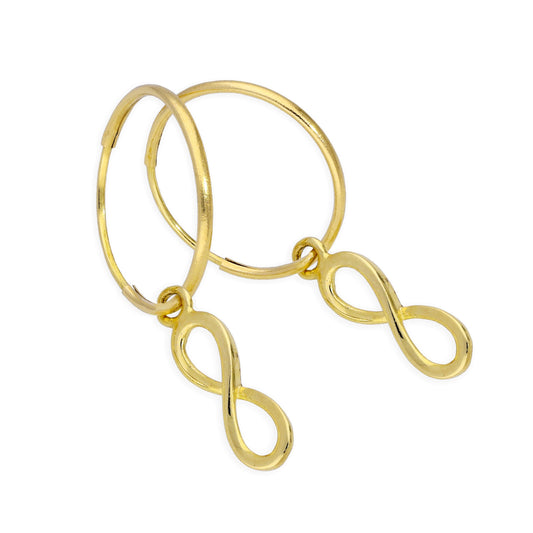 9ct Gold 10mm Charm Hoop Infinity Earrings
