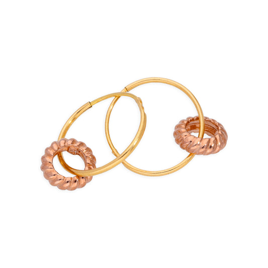 9ct Gold 10mm Charm Hoop 9ct Rose Gold Karma Circle Earrings