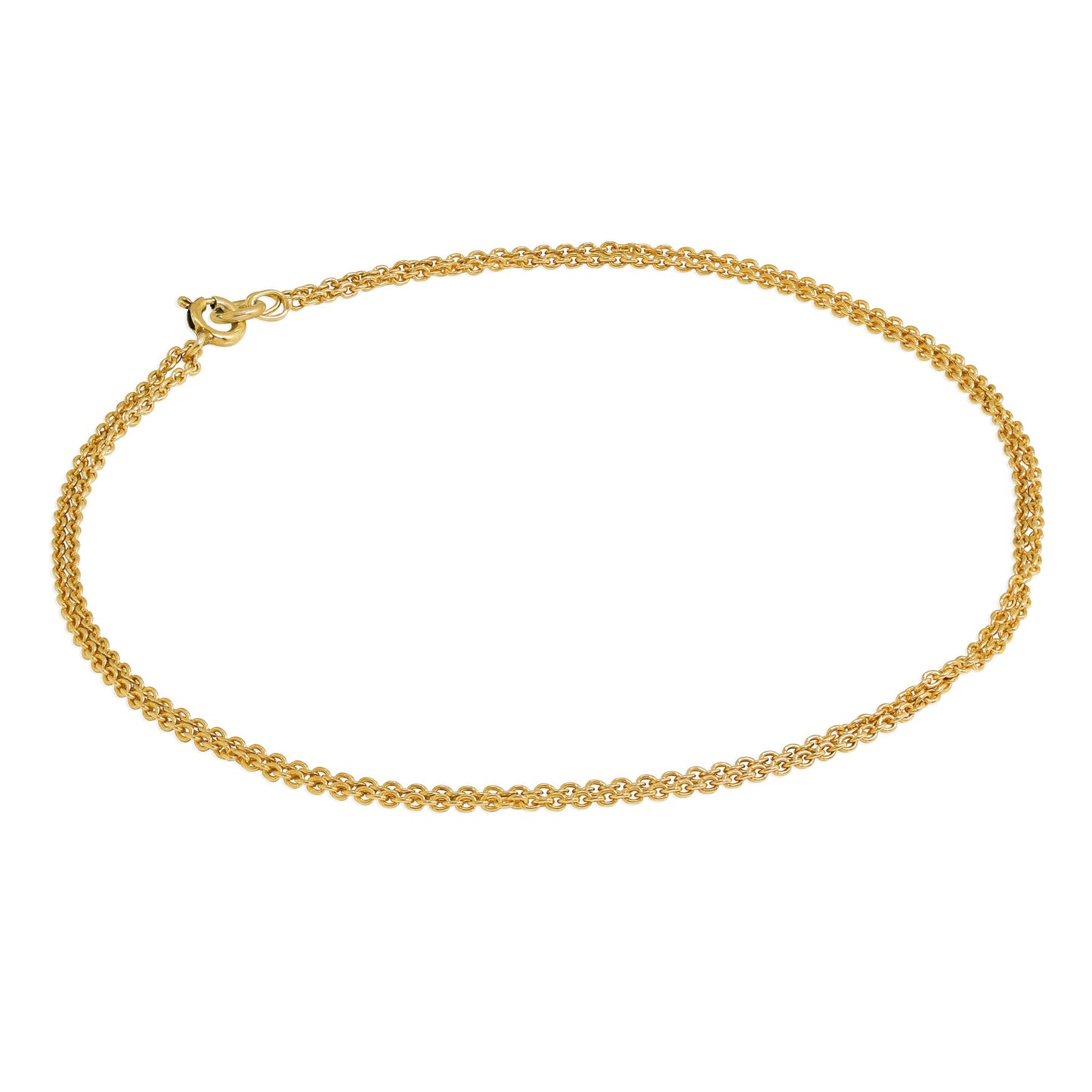 Gold Plated Sterling Silver 1mm Cable Double Chain Anklet - 10 Inches