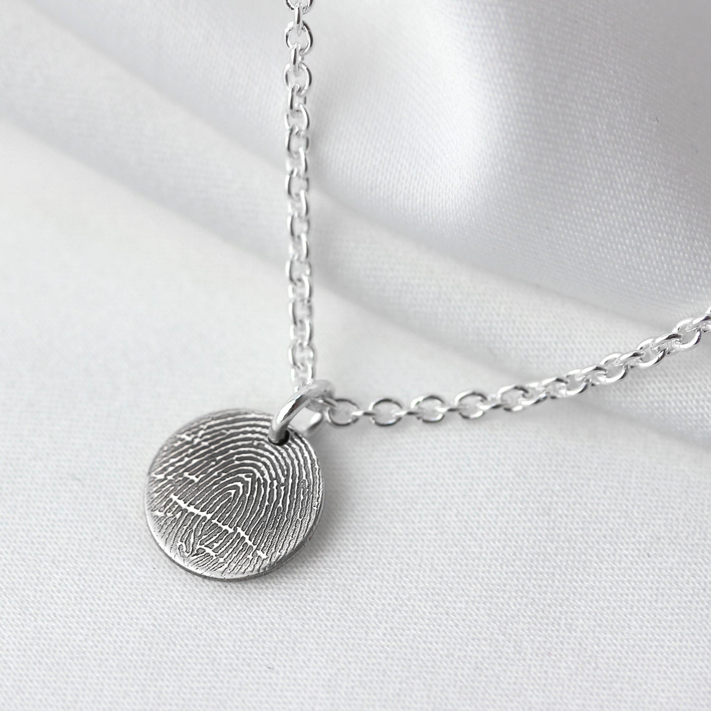 Personalised Sterling Silver Fingerprint Round Charm