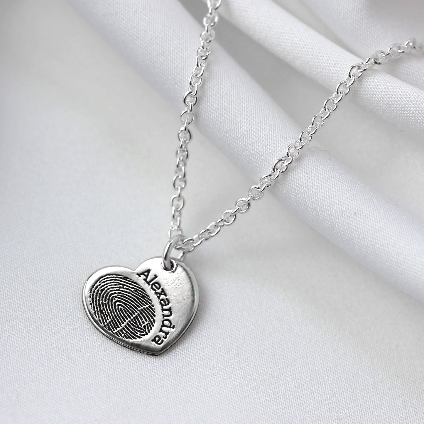 Personalised Sterling Silver Fingerprint Heart Charm