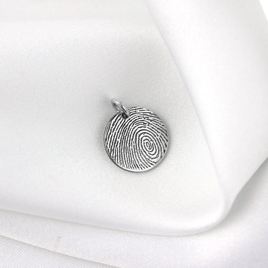 Personalised Sterling Silver Fingerprint Round Charm