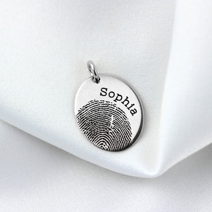 Personalised Sterling Silver Fingerprint Oval Pendant