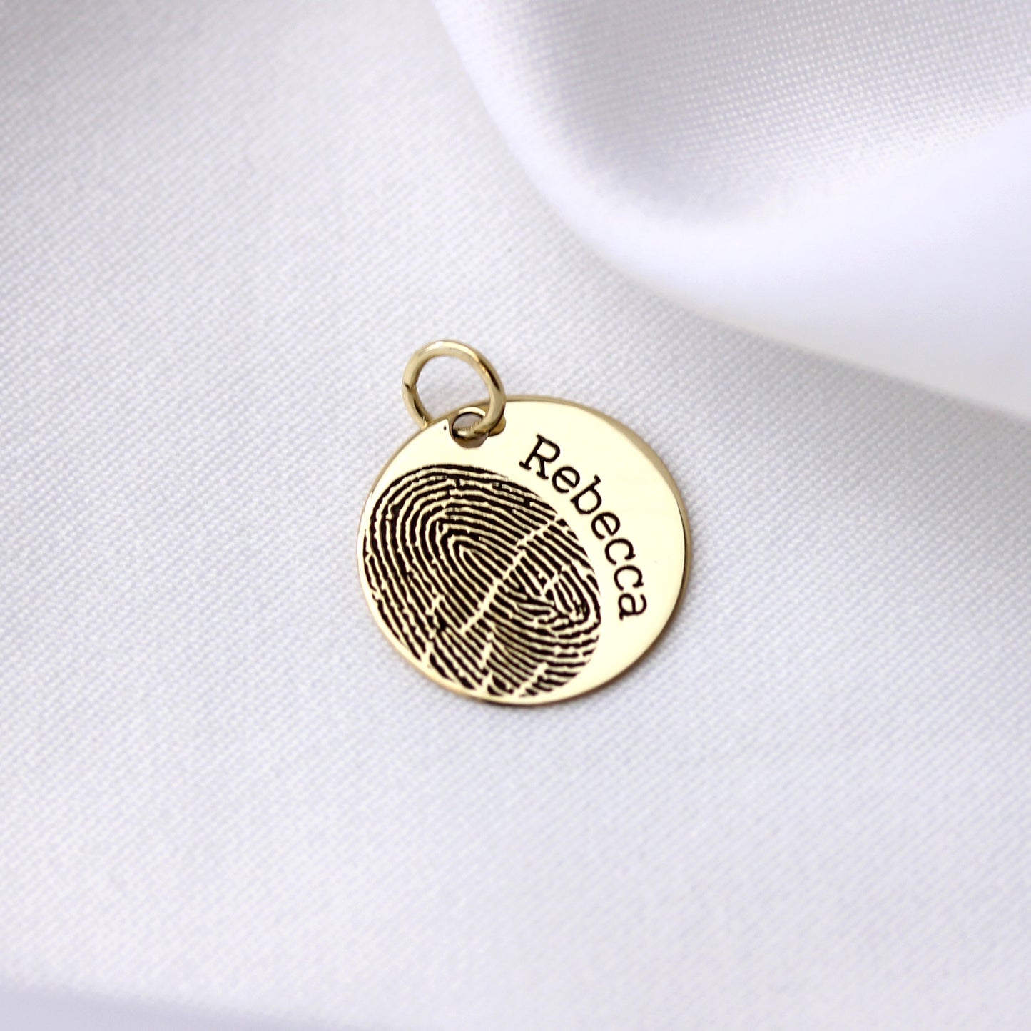 Personalised 9ct Gold Fingerprint Round Charm