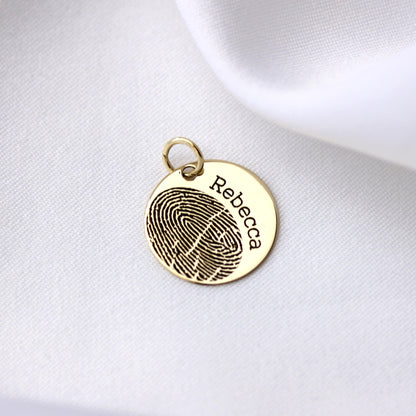 Personalised 9ct Gold Fingerprint Round Charm