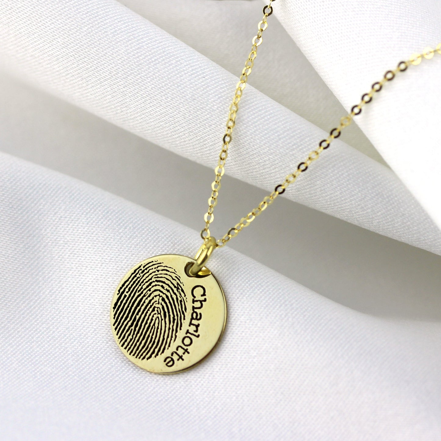 Personalised 9ct Gold Fingerprint Round Charm