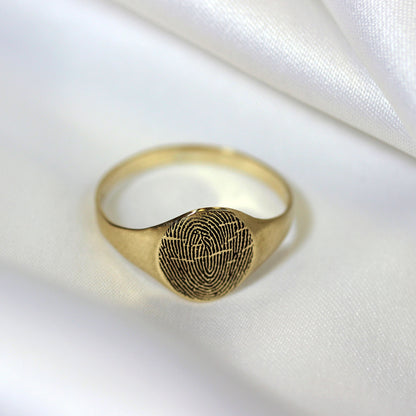 Personalised 9ct Gold Fingerprint Signet Ring