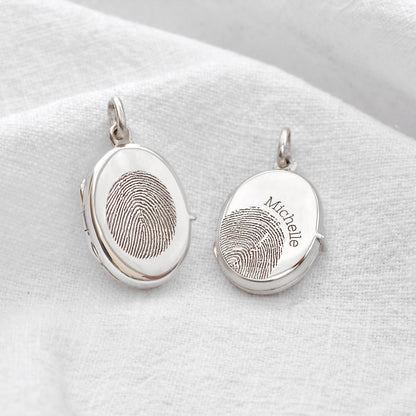 Personalised Sterling Silver Fingerprint Locket Necklace