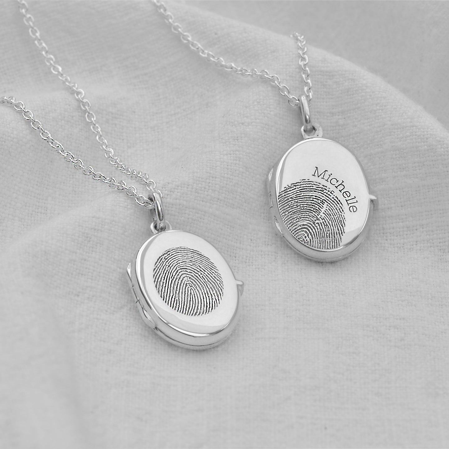 Personalised Sterling Silver Fingerprint Locket Necklace