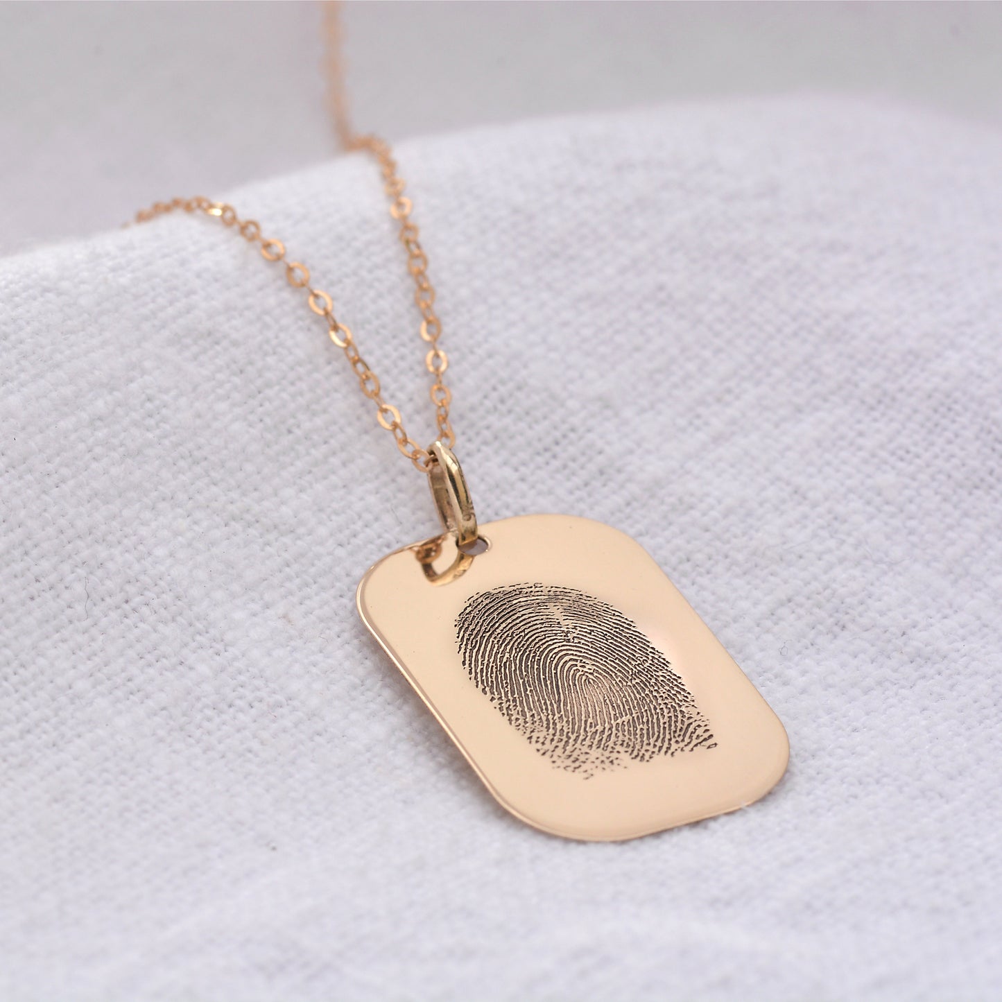 Personalised 9ct Gold Fingerprint Dog Tag Necklace