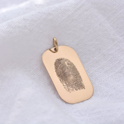 Personalised 9ct Gold Fingerprint Dog Tag Necklace