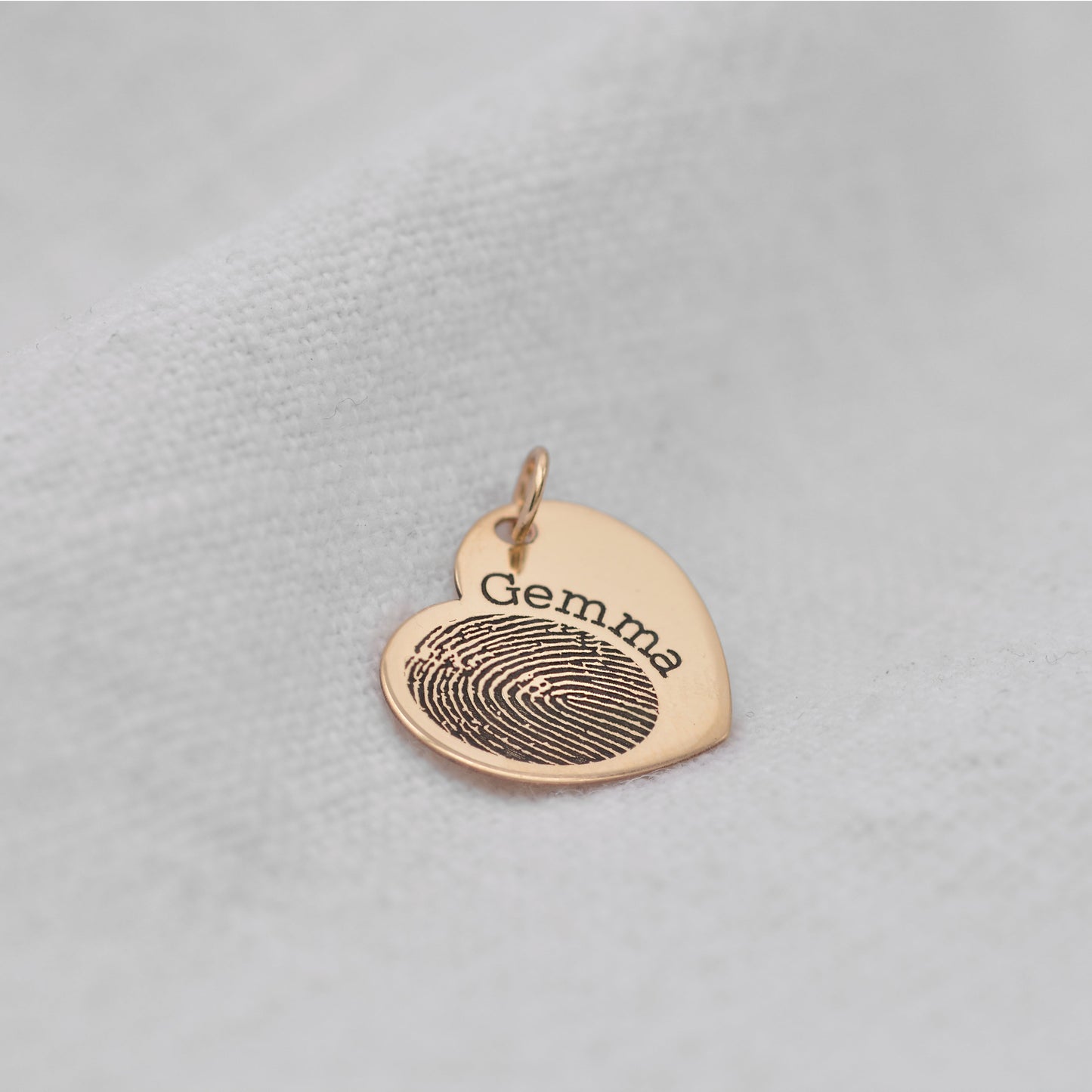 Personalised 9ct Gold Fingerprint Heart Name Charm