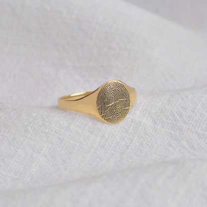 Personalised 9ct Gold Fingerprint Signet Ring